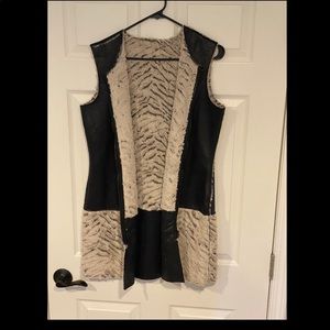 Reversible Fur and Faux Leather Vest